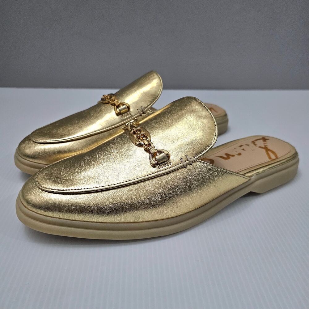 Sam Edelman Metallic Gold Slip-On Mule Loafers